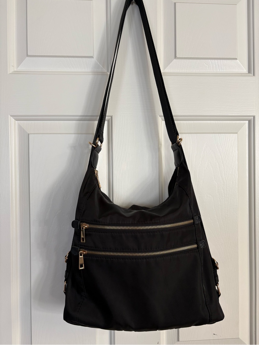 Sondra Roberts Black Shoulder Bag with Gold Hardware